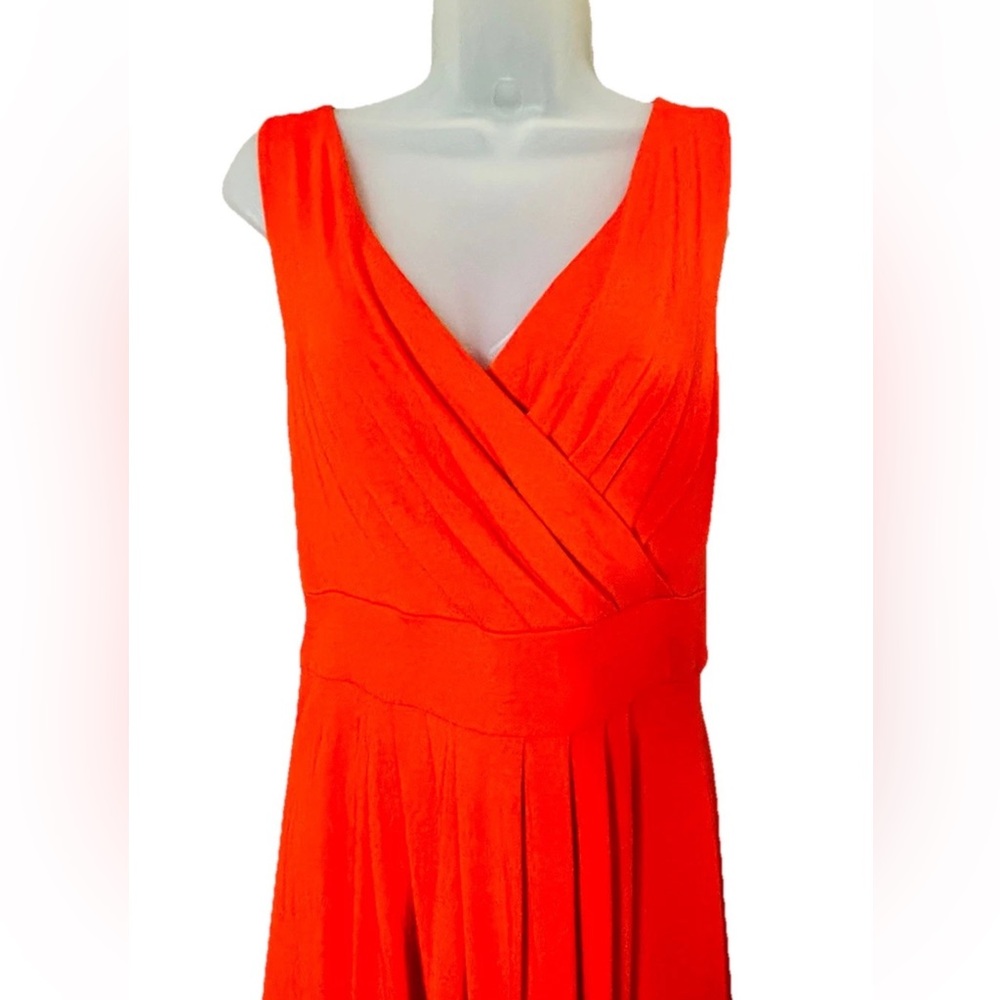 Lands’ End Faux Wrap Dress Womens Size Small 6-8 Orange Pima Cotton - Picture 2 of 11